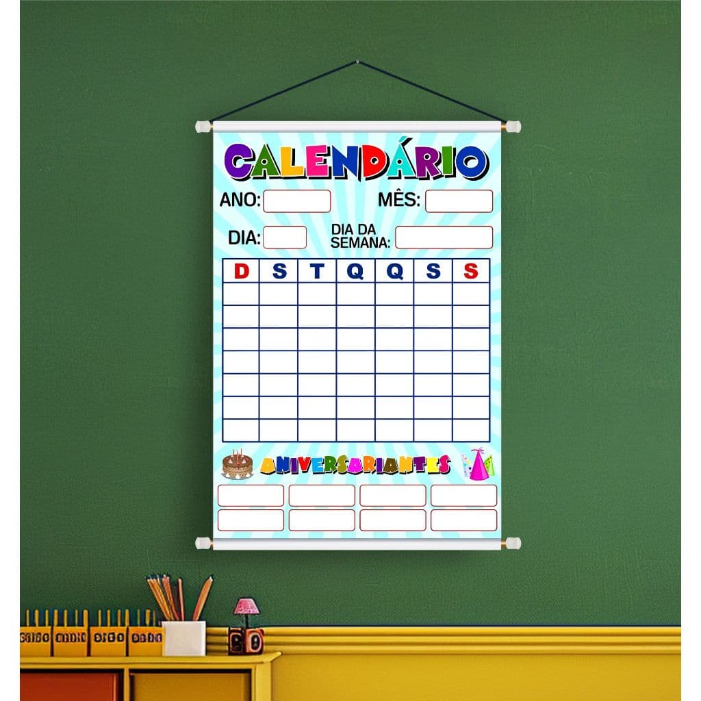 BANNER PEDAGÓGICO ESCOLAR ARTE PRONTA - CALENDÁRIO ANIVERSÁRIANTES