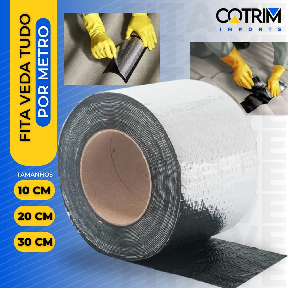 Fita Reparo Aluminio Vedação Vazamentos Telha Veda Tudo Trincas Laje Telhado Telhas 10cm 20cm 30cm