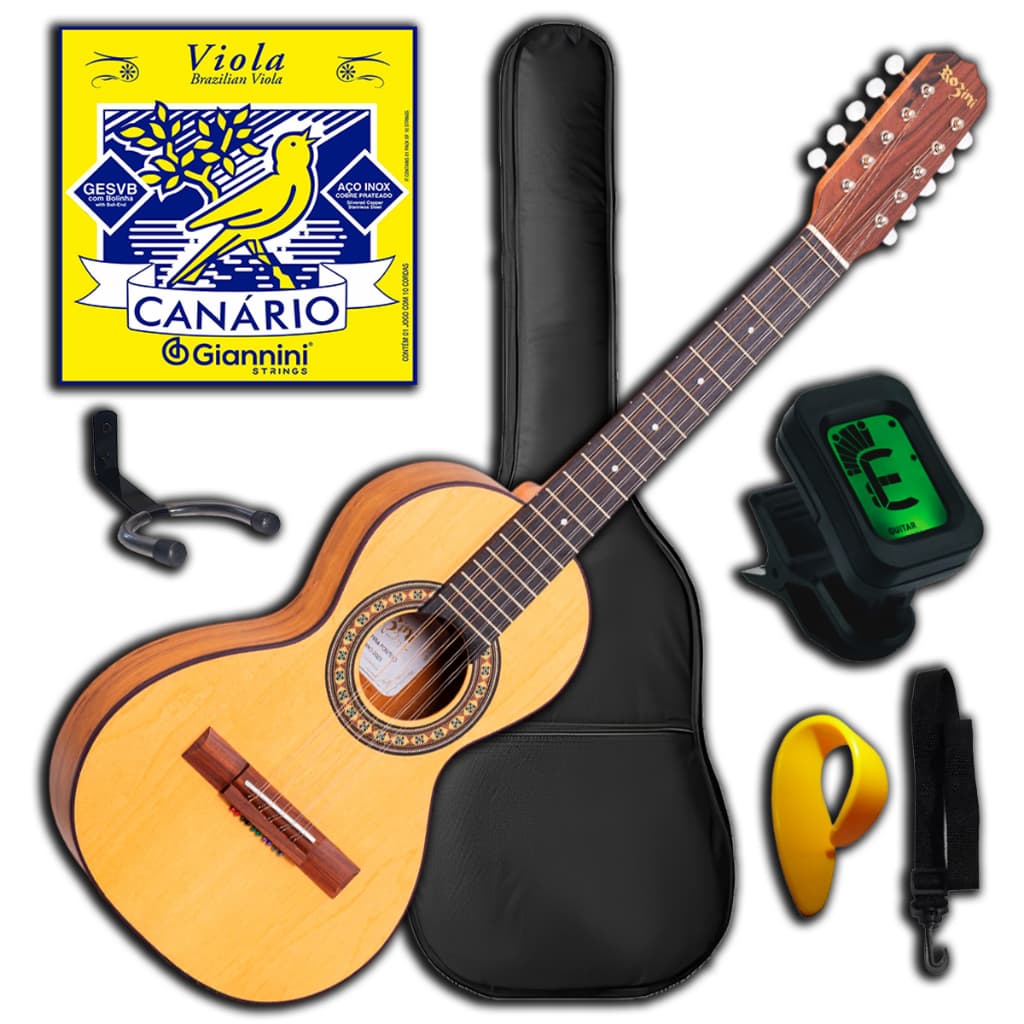 Vola Caipira Acústica Ponteio Rozini RV151 Kit Completo