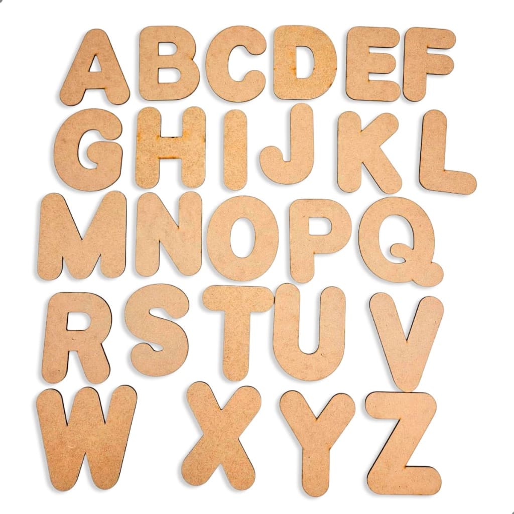 Letras MDF 10cm Jumbo Alfabeto Cru Artesanato Escolar Decoração Pedagógico Festa Infantil Painel Parede Manualidades