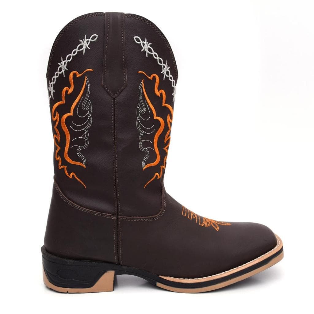 Bota Texana Feminina Country Couro Legitimo Marrom Sola Jump