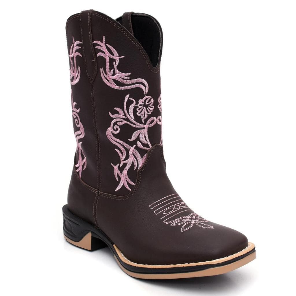Bota Texana Feminina Marrom Couro Legitimo Sola Jump