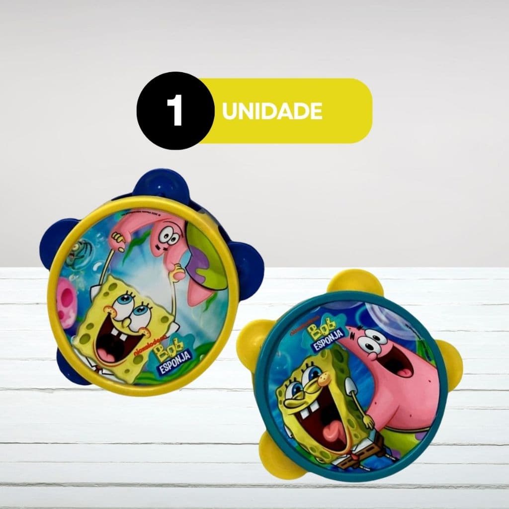 Pandeiro Infantil Bob Esponja Música Ritmo e Criatividade Brinquedo Musical Educativo