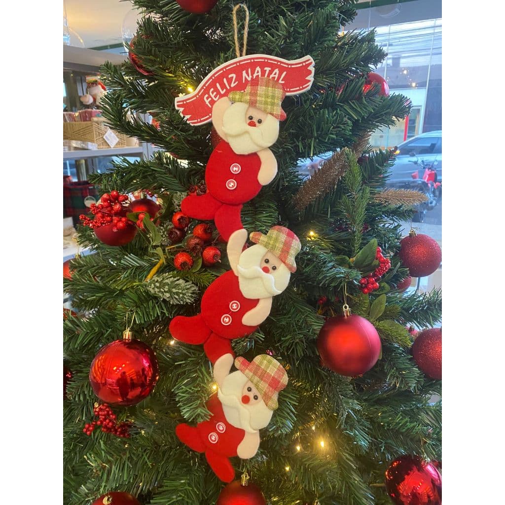 Enfeite Natalino Pendurar Porta Arvore de Natal Papai Noel 63 cm