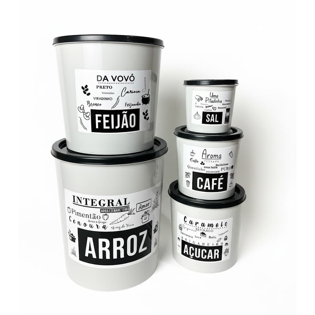 KIT POTES DE MANTIMENTOS PARA COZINHA 5 PEÇAS.