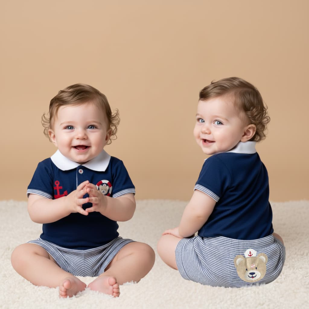 Body Polo e Short Marinheiro e Lagostinha Best Club Baby