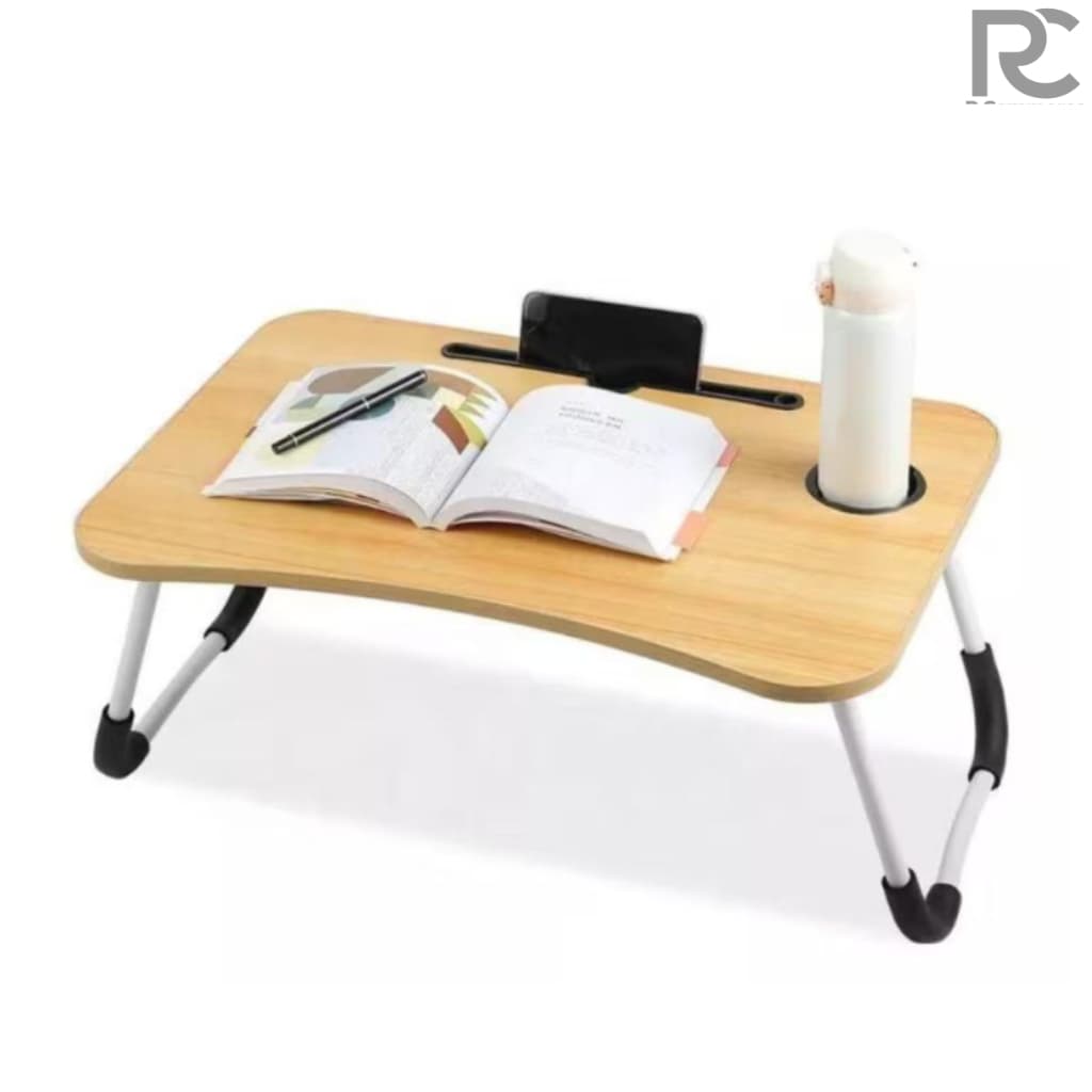 Mesa de Estudo Leitura Notebook Portátil Dobrável com Suporte Tablet Copo Caneta Home Office Sortida