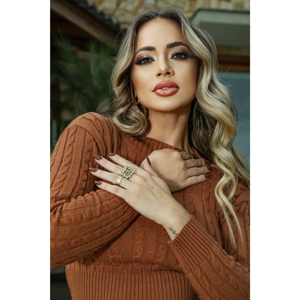 Blusa Cropped Feminino Manga Longa Tricot Modal Elegante