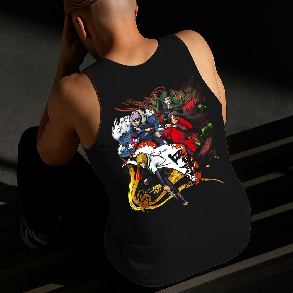 Camiseta Regata Masculina Estampada Hokages 100%Algodão Estilo Conforto Diário Do Tamanho P ao GG