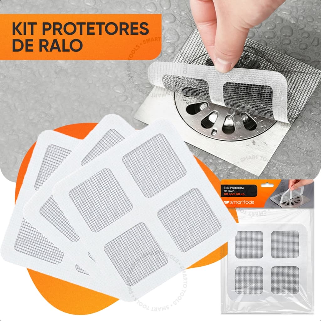 Protetor Filtro de Ralo Autoadesivo Proteção Contra Baratas Mosquitos e Cabelos na Tubulação