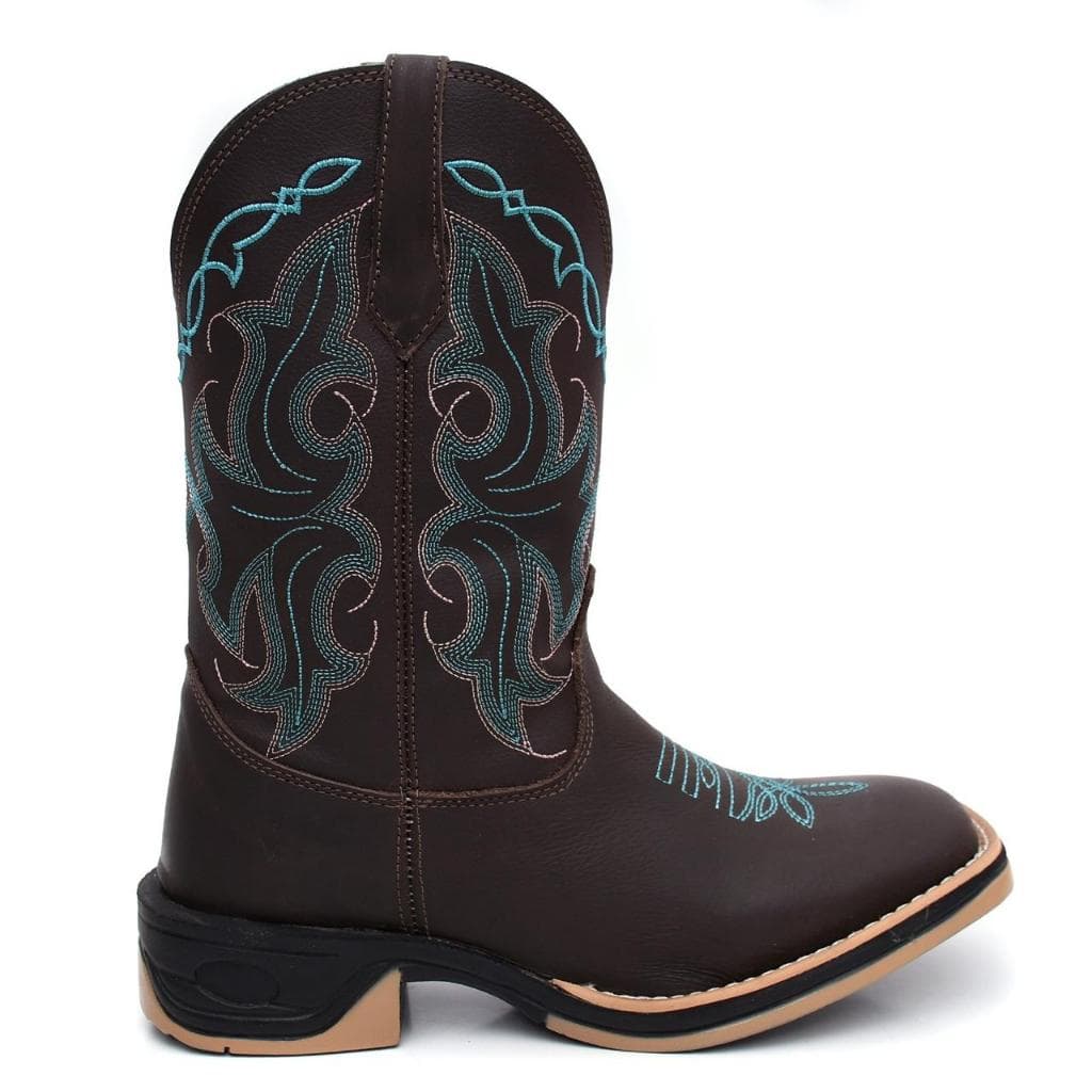 Bota Texana Feminina Couro Legitimo Marrom Sola Jump