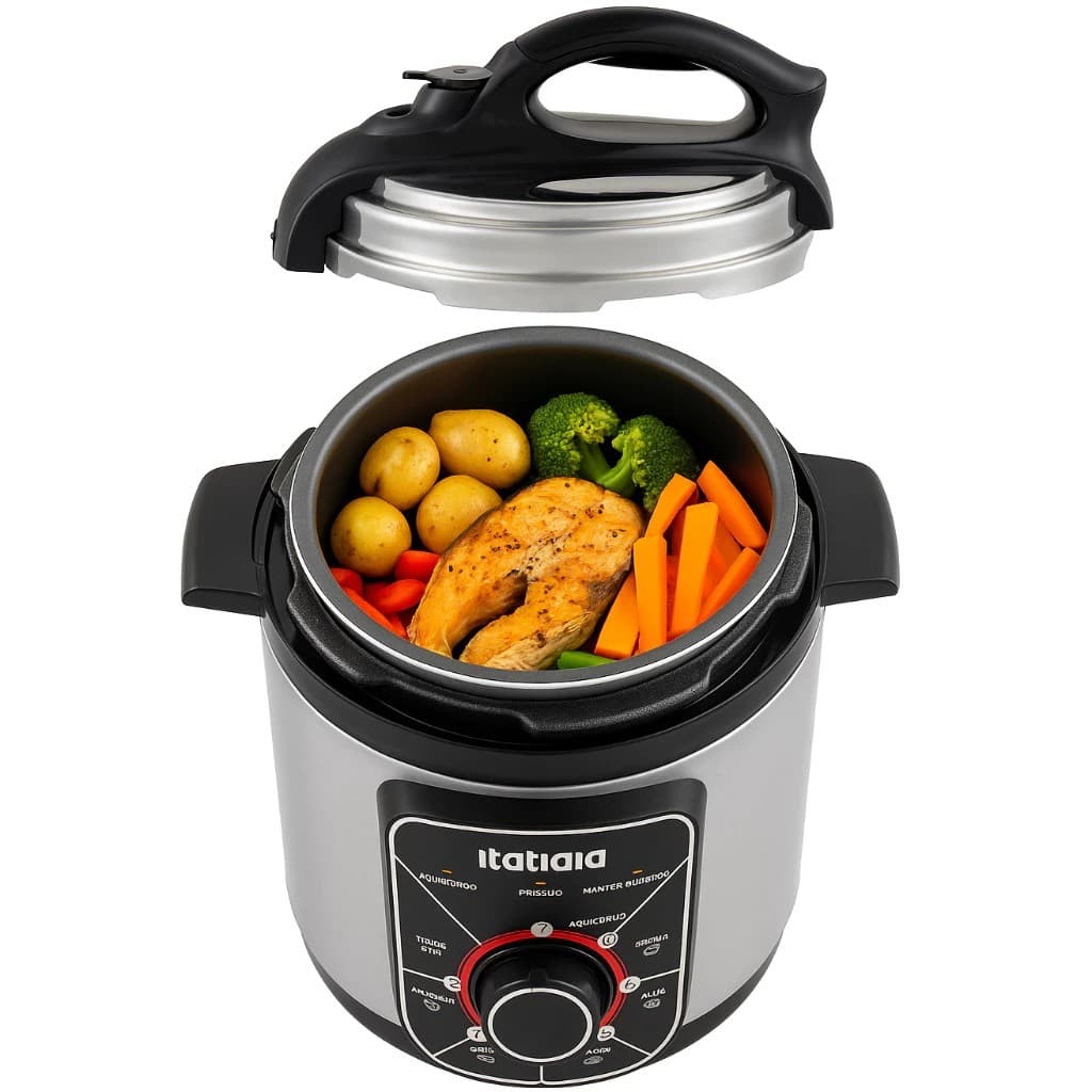🥘 Panela de Pressão Elétrica Itatiaia Essencial 3L 700W Inox Preto Praticidade Segurança na Cozinha