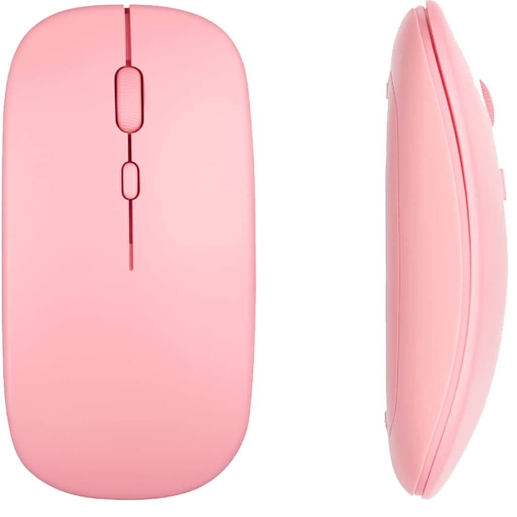 Mouse Rosa Sem Fio Bluetooth Portátil Ergonômico Laptop iPad
