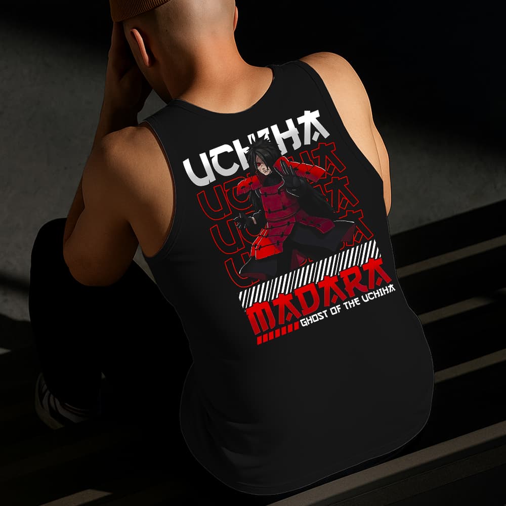 Camiseta Regata Masculina Estampada Uchiha Madara 100%Algodão Estilo Conforto Diário Do Tamanho P GG