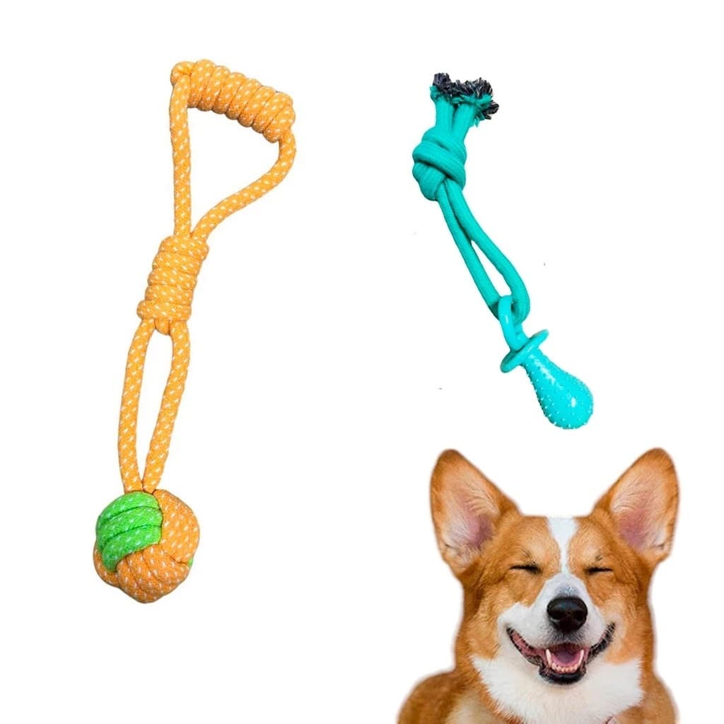 kit 2 Brinquedos Mordedor Pet Corda Resistente Forte Cão Cachorro