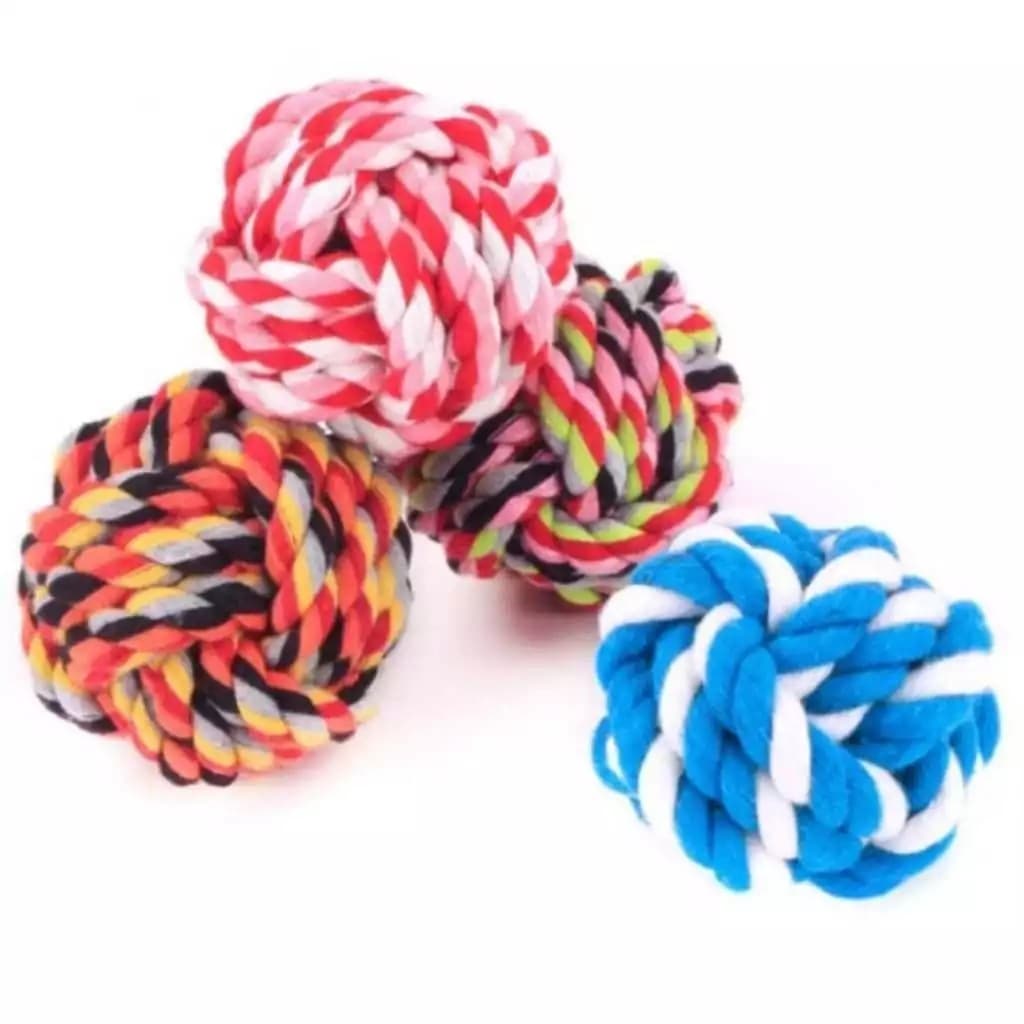 3 Bolas Corda de 7 cm Brinquedos para Cachorros Pet com 03 Unidades Coloridas