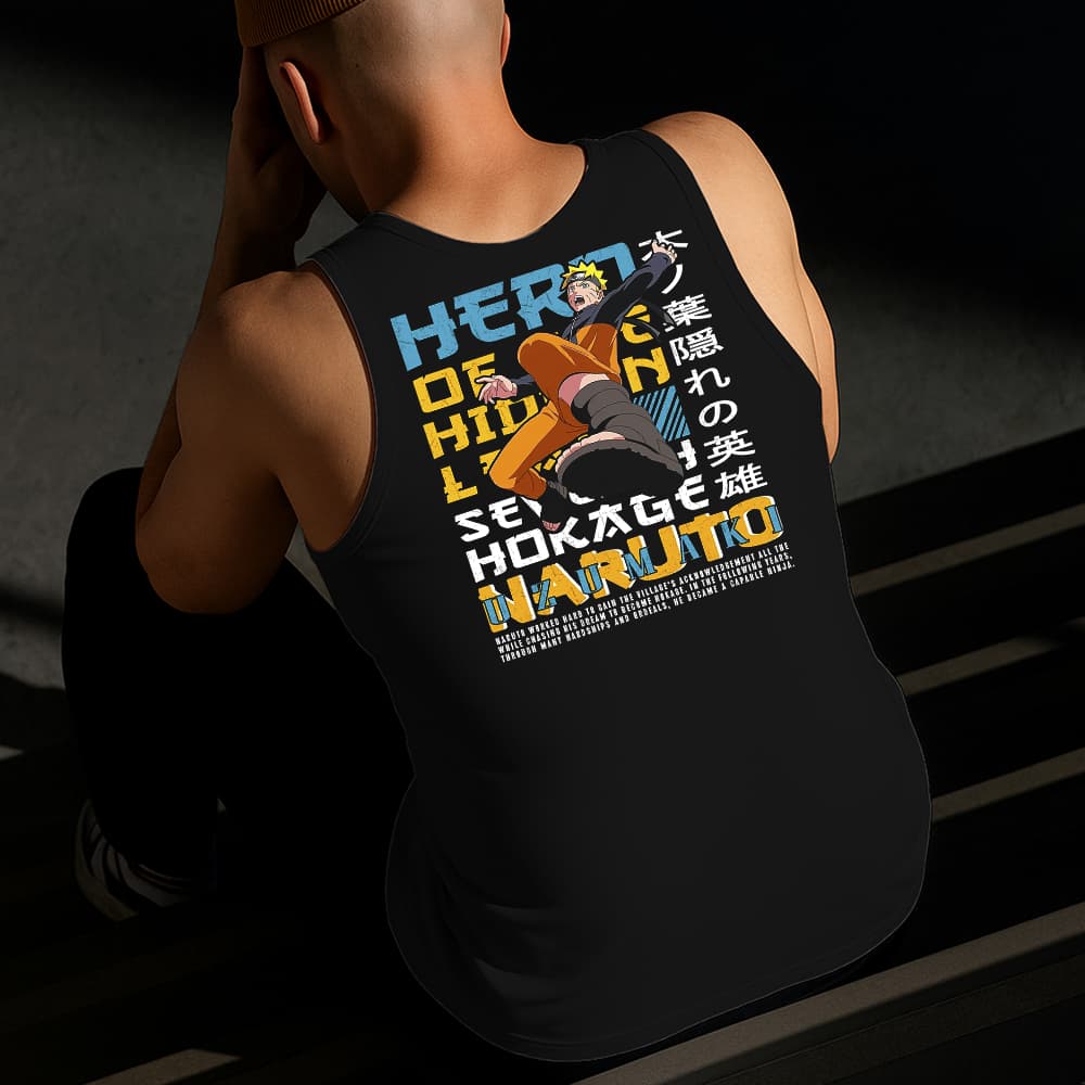 Camiseta Regata Masculina Estampada Naruto Volta 100% Algodão Estilo Conforto Diário Do Tamanho P GG