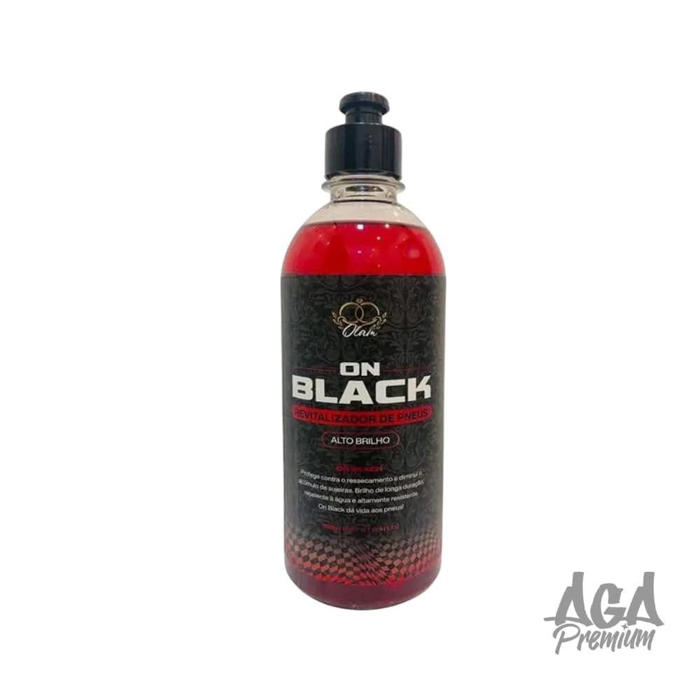 Olam Brasil On Black 500ml - Selante de Pneu Premiu, Brilho Intenso, Aspecto Molhado, Não saí na água, Hidrorrepelência