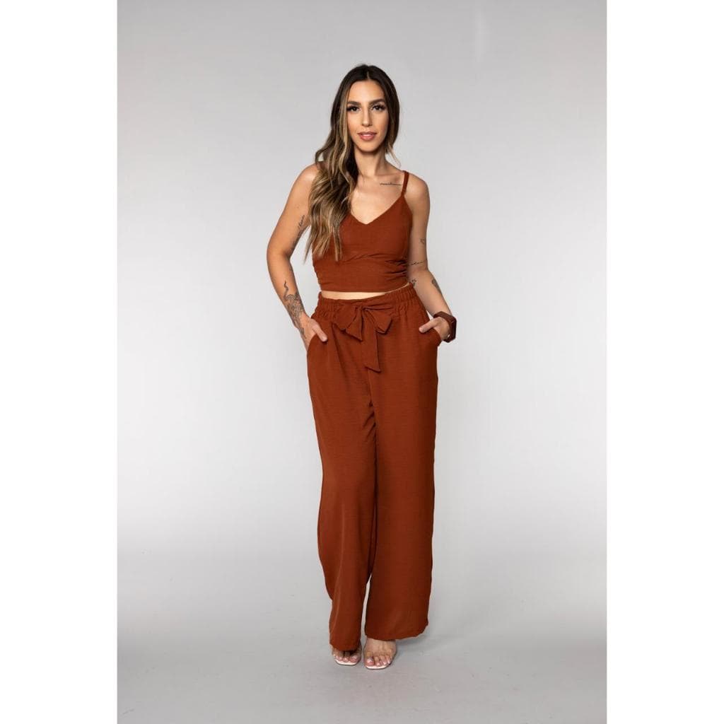 Conjunto Feminino de Cropped e Calça Pantalona – Look Fashion para Festas e Dia a Dia
