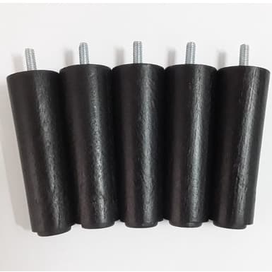 Pés 12cm para Cama Box Com 7 Unid Pezinho Madeira Maciça Casal Solteiro Queen ou King - Cor Preto