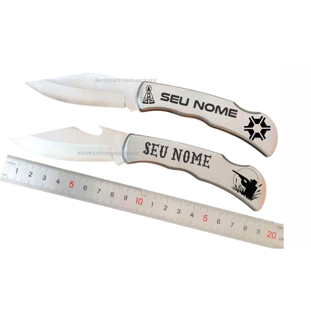 Canivete Inox Cliper De Bolso Personalizado com logo e nome