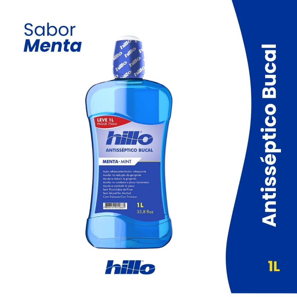 Enxaguante Bucal Menta 1L Hillo - Antisséptico Bucal
