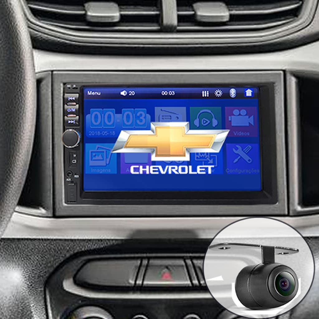 Kit Central Multimídia MP5 2 Din Bluetooth Onix Prisma 2013 2014 2015 2016 2017 2018 2019 2020 2021