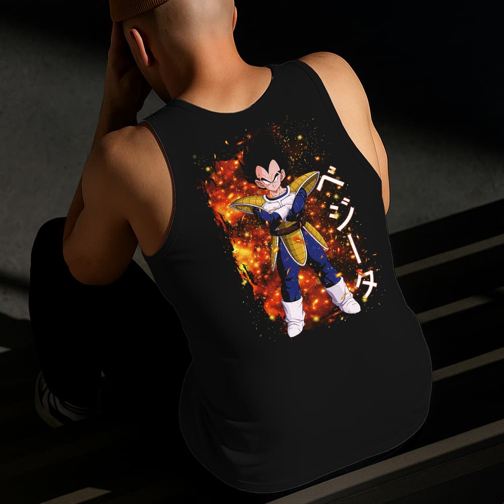 Camiseta Regata Masculina Estampada Vegeta Fogo 100% Algodão Estilo Conforto Diário Do Tamanho P GG