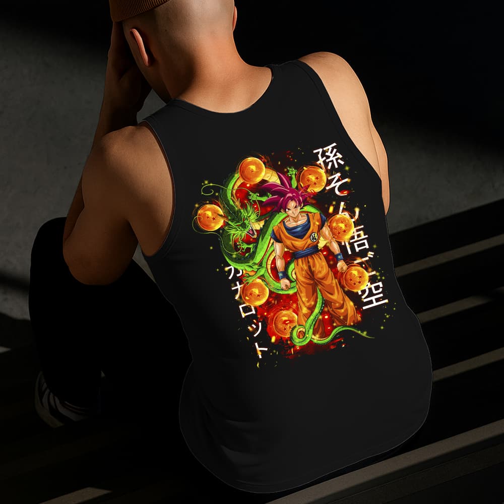 Camiseta Regata Masculina Estampada Goku God 100% Algodão Estilo Conforto Diário Do Tamanho P ao GG