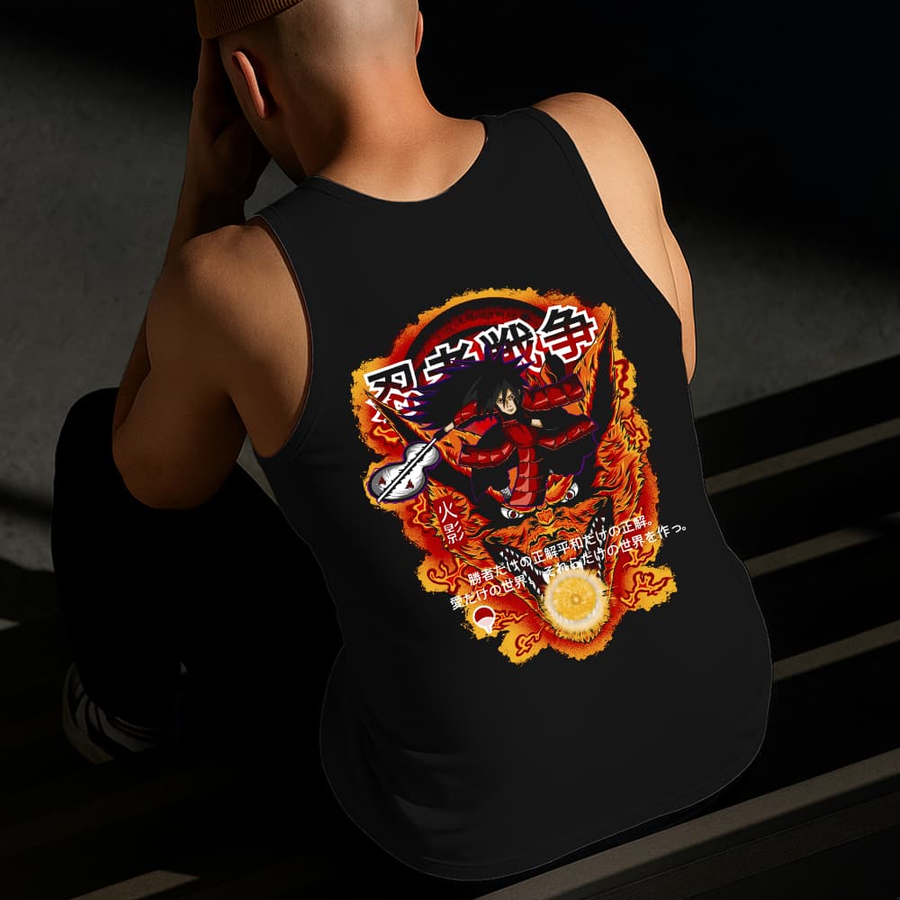 Camiseta Regata Masculina Estampada Madara Kurama 100%Algodão Estilo Conforto Diário Do Tamanho P GG