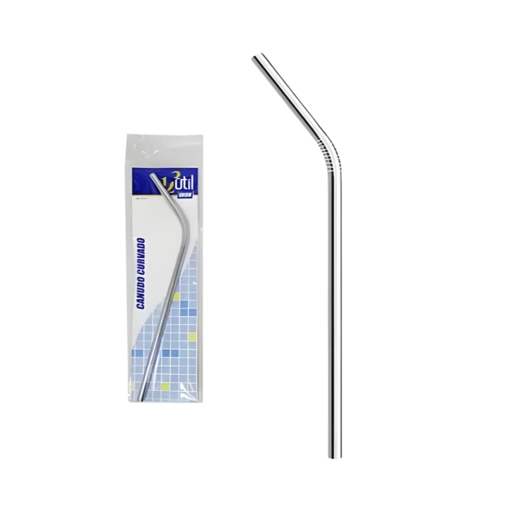 Canudo curvado reutilizável inox 21,5cm 123Util