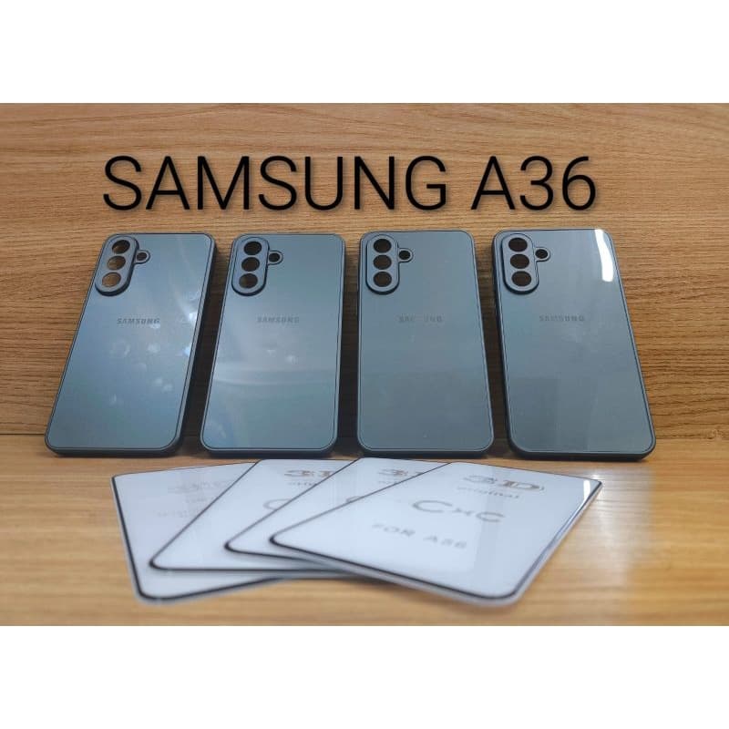 KIT CAPA CASE PREMIUM  SAMSUNG A36 PRETO CHUNBO +PELICULA 3D AG-GLASS ACRÌLICO ELEGANTE MODA LUXO