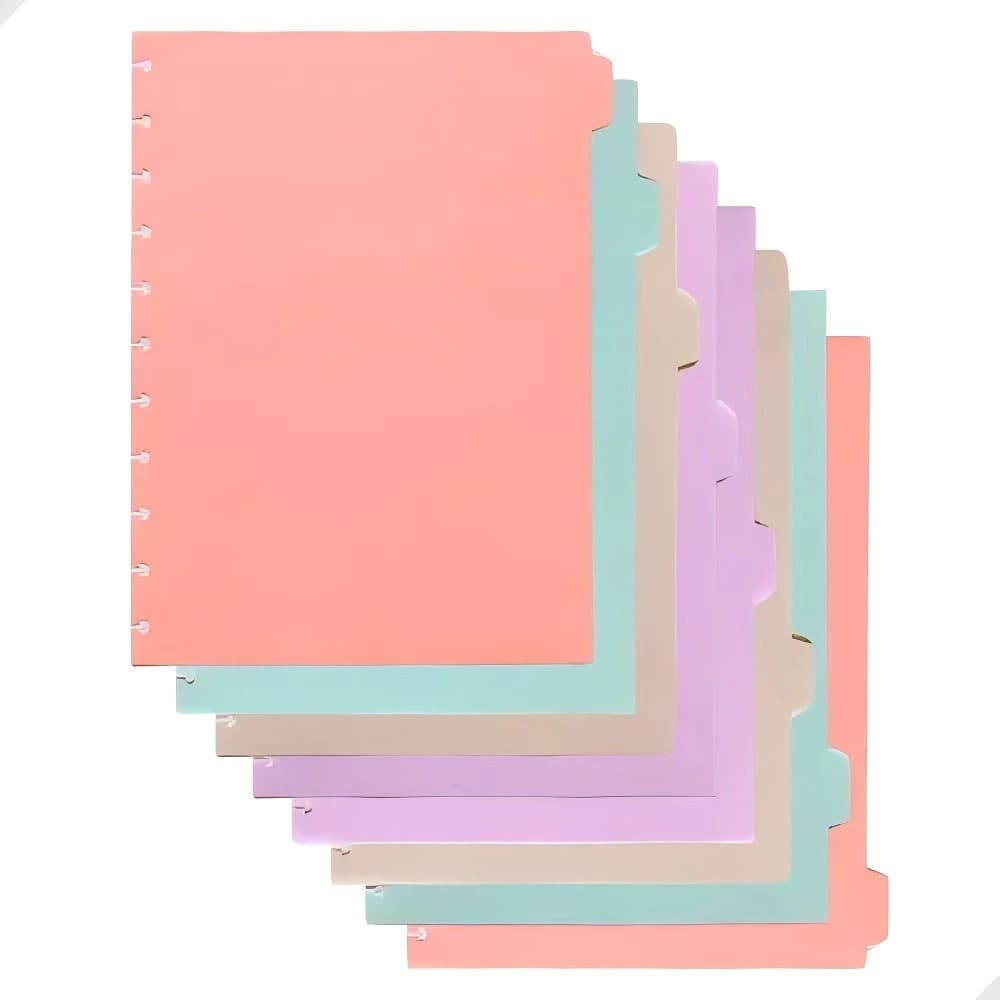 Kit 8 Peças Divisórias Coloridas Para Caderno Inteligente 8 A5 / 10 B5 / 11 A4 Discos