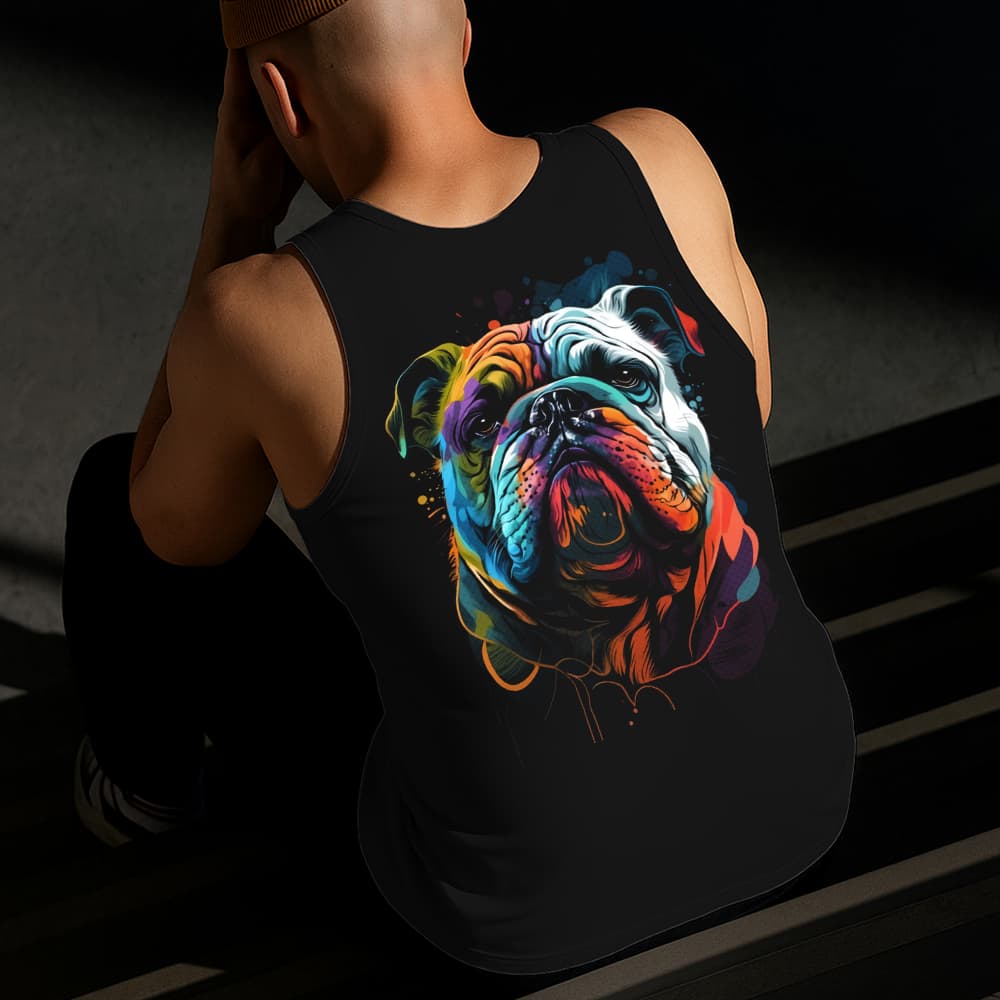Camiseta Regata Masculina Estampada Cachorro Colorido Algodão Estilo Conforto Diário Do Tamanho P GG
