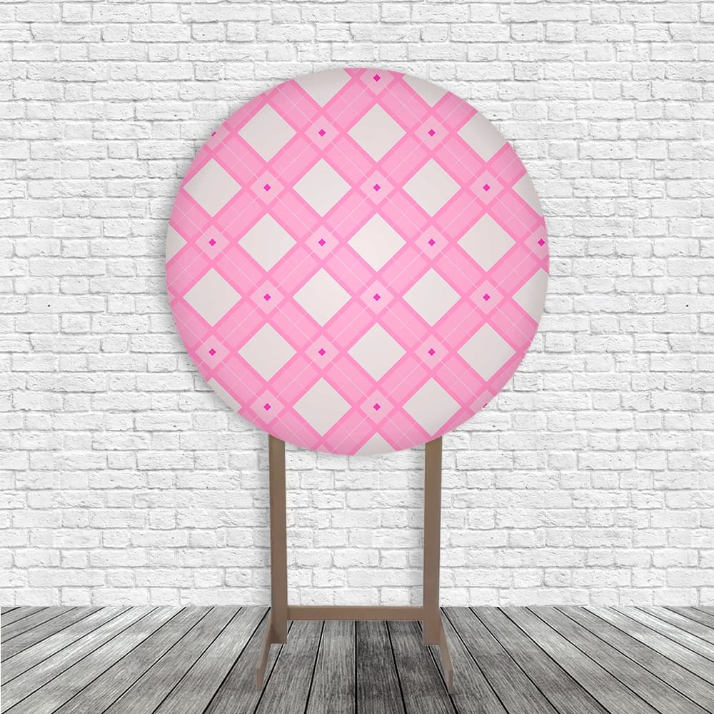 Capas Painel Redondo Painel De Mesa 50x50 Xadrez Vermelho Rosa