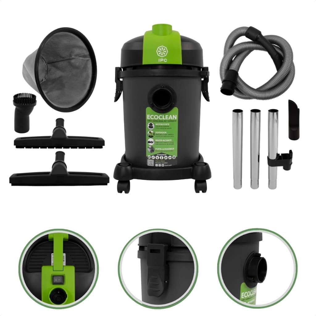 Aspirador Pó Água Líquido Ipc Ecoclean Profissional Automotivo Potente Limpeza Casa Carro Chão Sofá