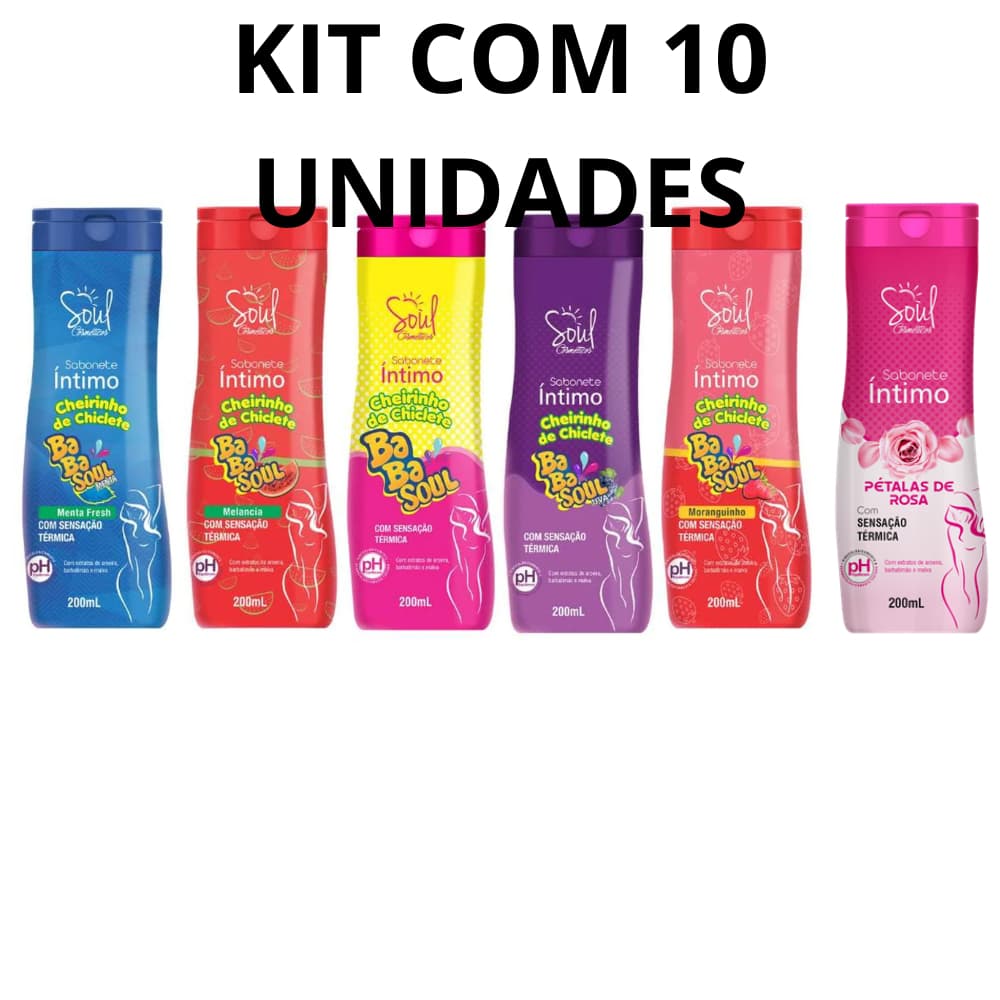 KIT COM 10 Sabonetes Íntimo 200 ml Soul Cosméticos