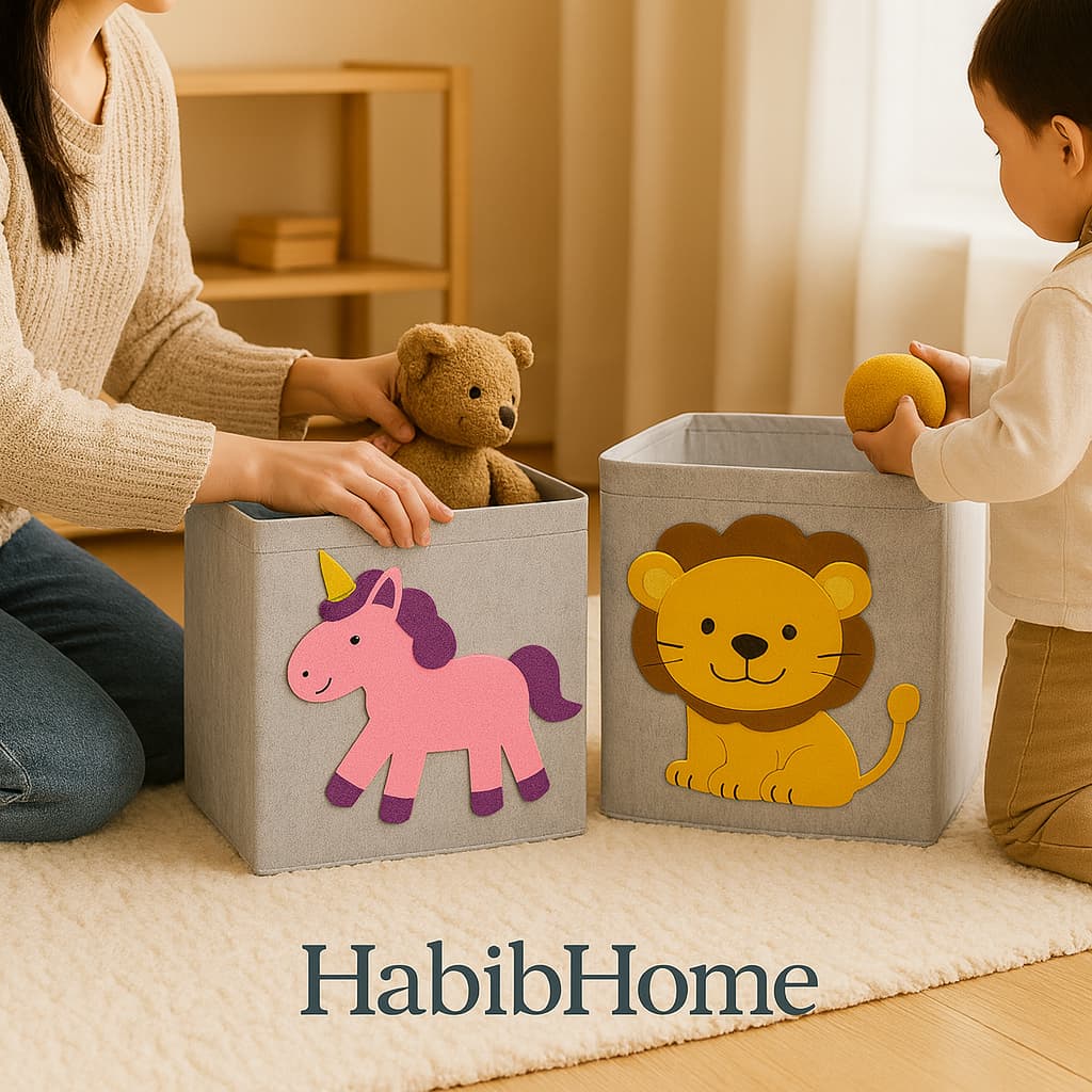 🧸 Caixa Organizadora Infantil em Feltro Premium | Leão, Macaco, Capivara ou Unicórnio | KidsDecor