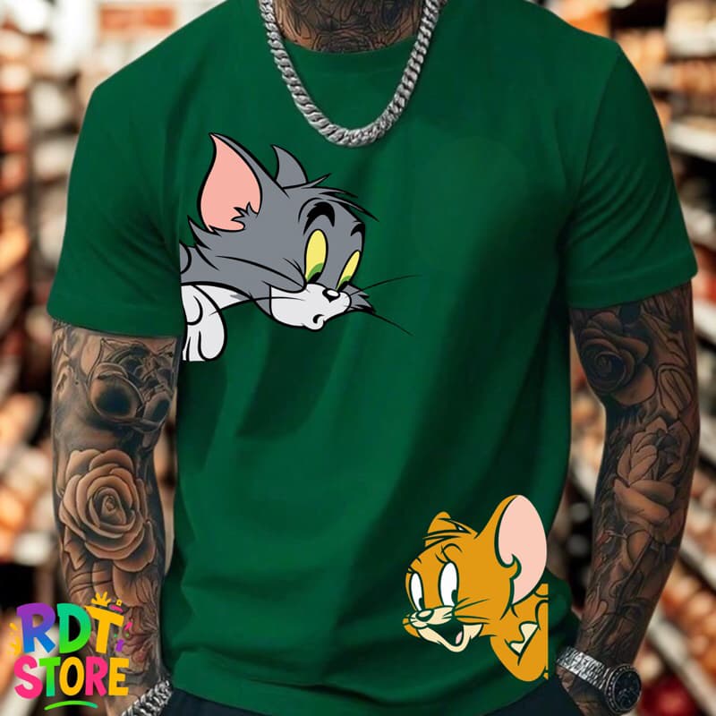 CAMISETA PERSONALIZADA EXCLUSIVA TOM JERRY CASUAL ALGODÃO PREMIUM DESENHOS ANIMADOS