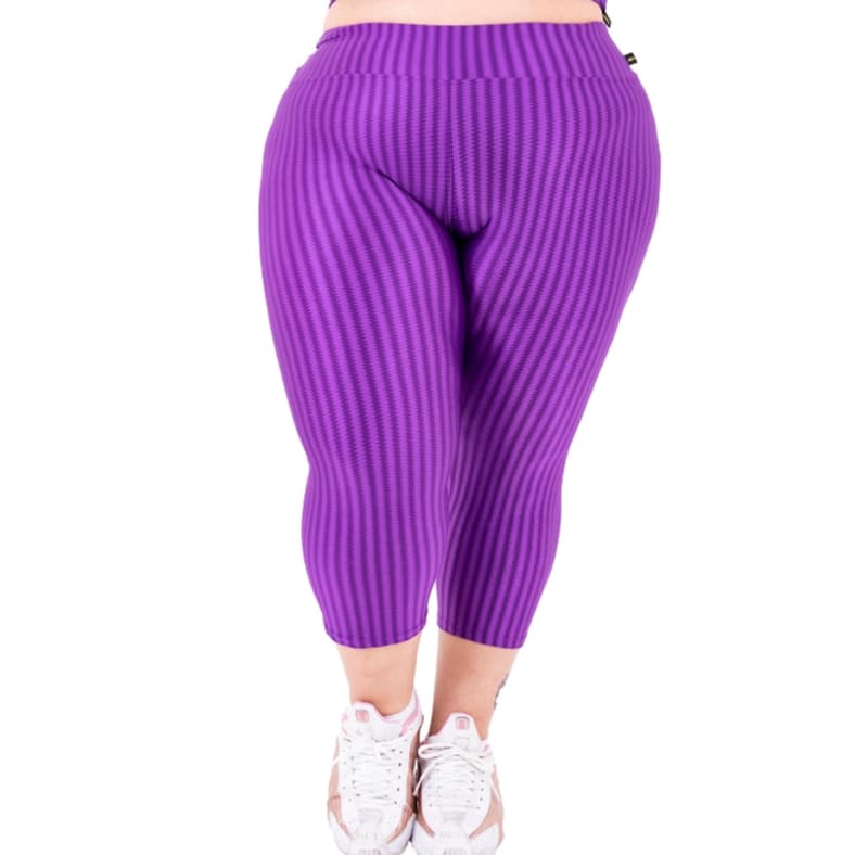 Calça Corsário Em Poliamida 3d plus size Alta Qualidade Cos Alto