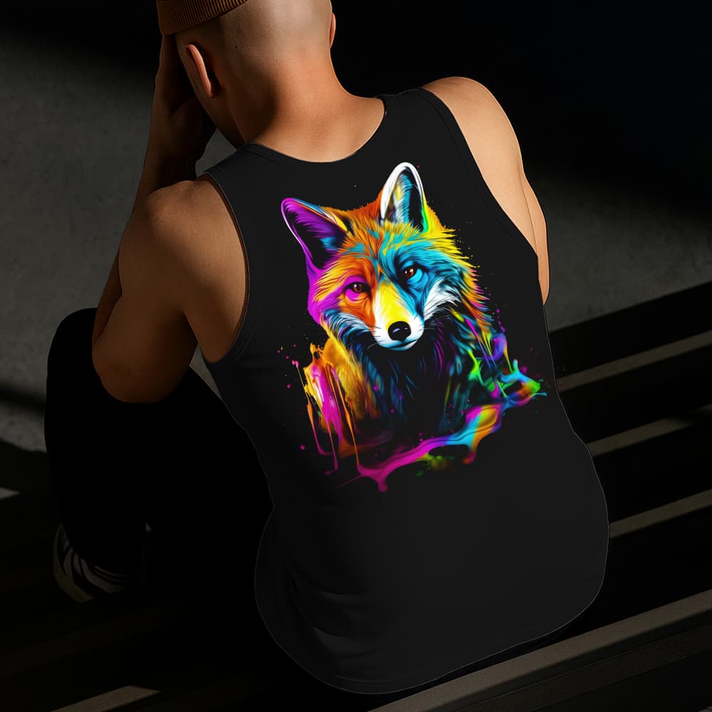 Camiseta Regata Masculina Estampada Lobo Deitado 100% Algodão Estilo Conforto Diário Do Tamanho P GG