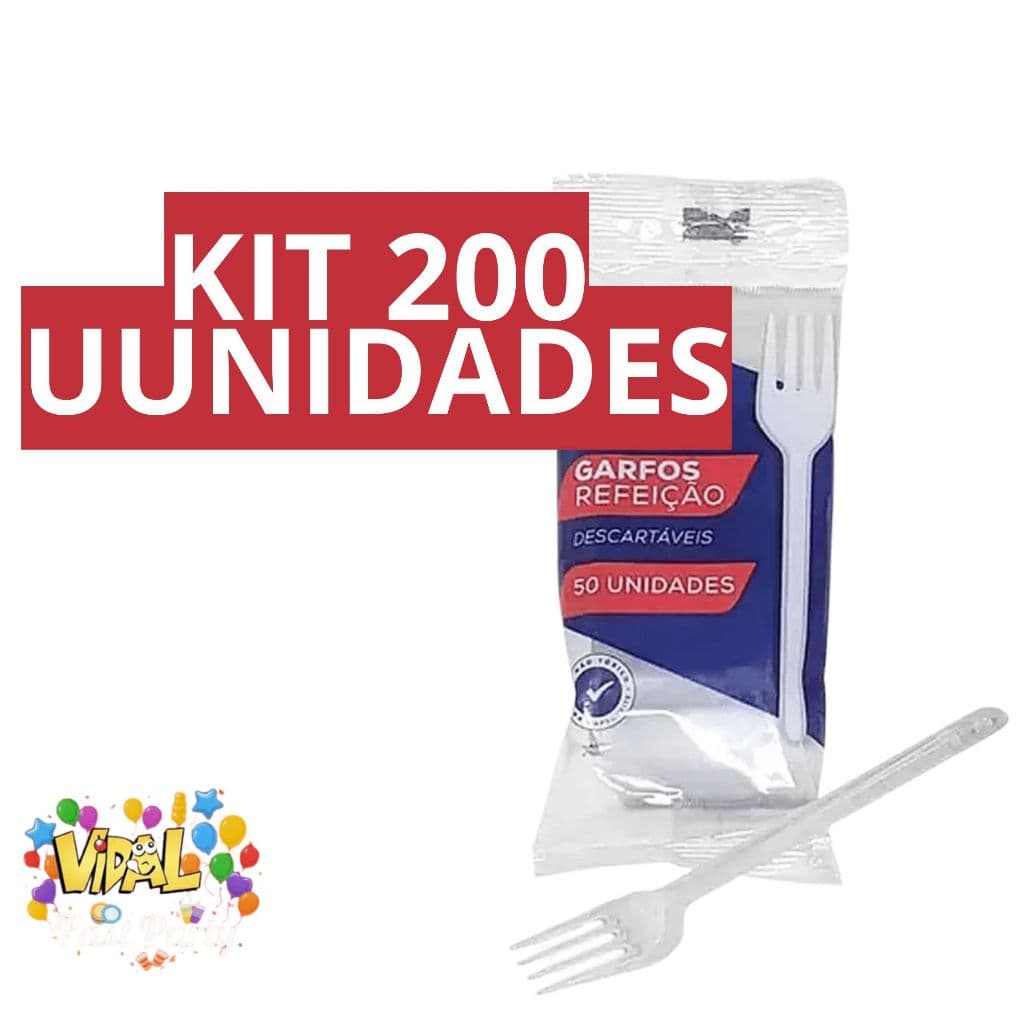 Kit 200 Garfos Descartáveis Refeição Para Eventos Festas Comemorações Trio Mix