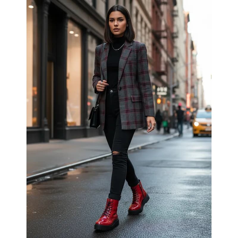 Coturno Bota Tratorado Cano Curto Feminino Bota sem Salto