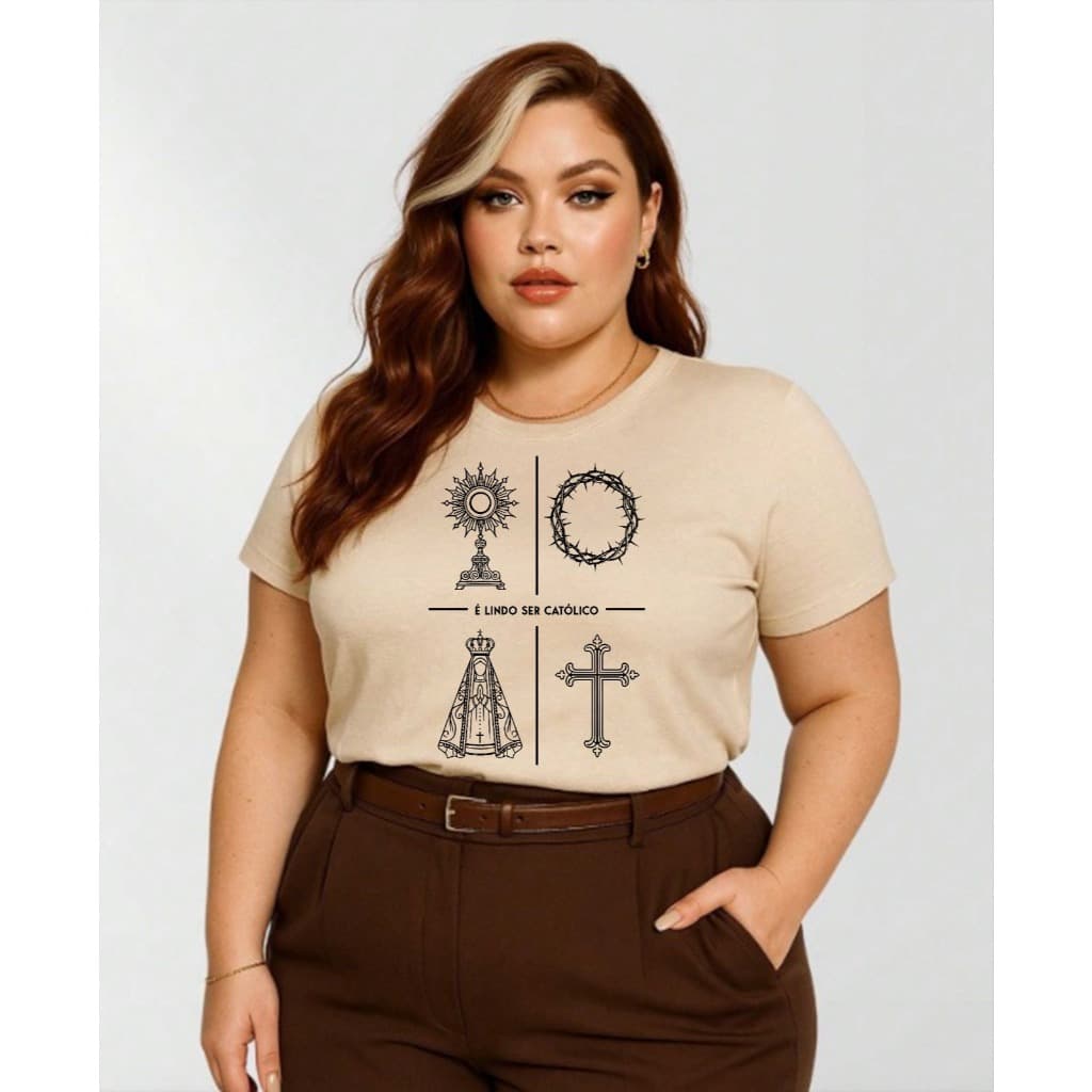 Camiseta Tshirt Feminina Frases Imagens Religião É Lindo Ser Católica Cristão Deus Nossa Senhora Unissex G1 ao G5