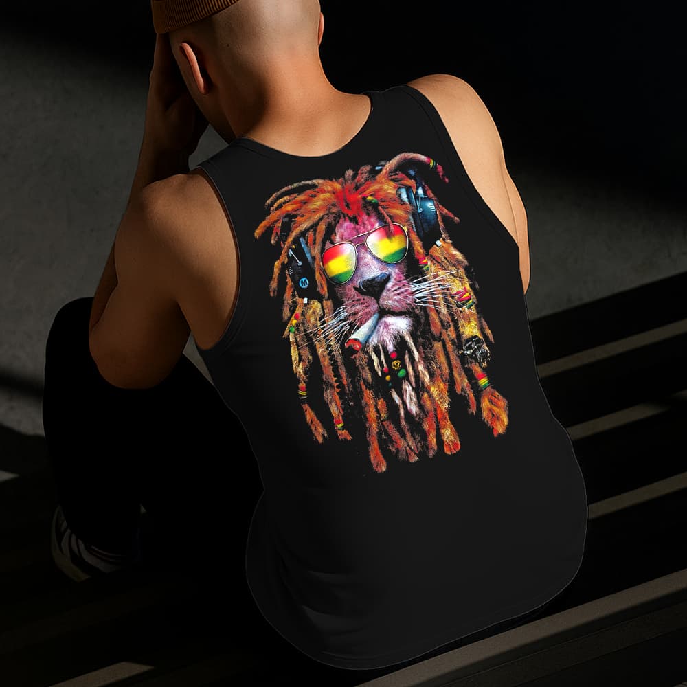 Camiseta Regata Masculina Estampada Leão Cabeludo 100% Algodão Estilo Conforto Diário Do Tamanho P ao GG