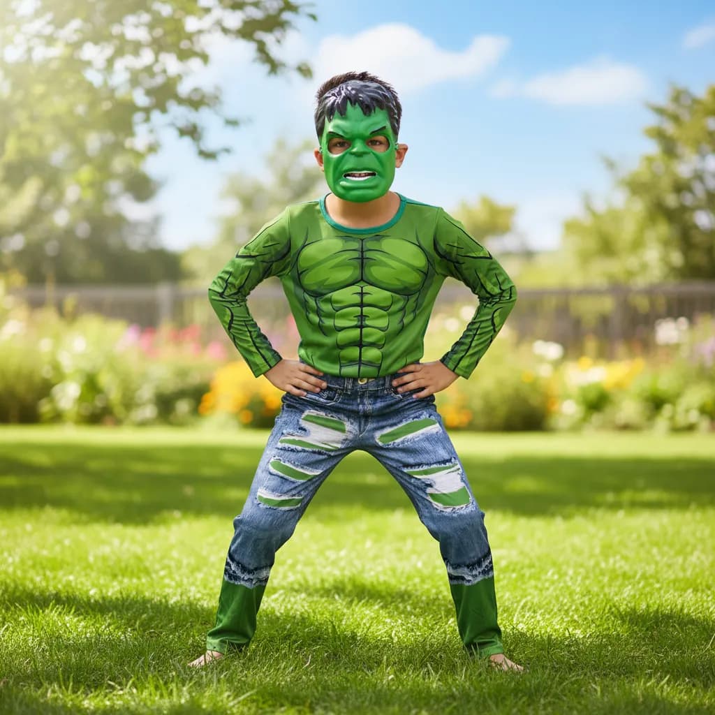 Roupa Infantil Fantasia Do Hulk Longa Com Enchimento