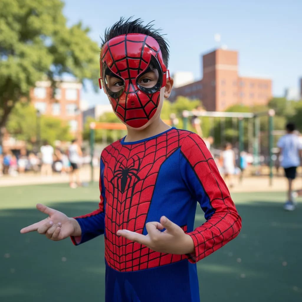 Fantasia Roupa Homem Aranha Infantil Longa Com Enchimento e Mascara