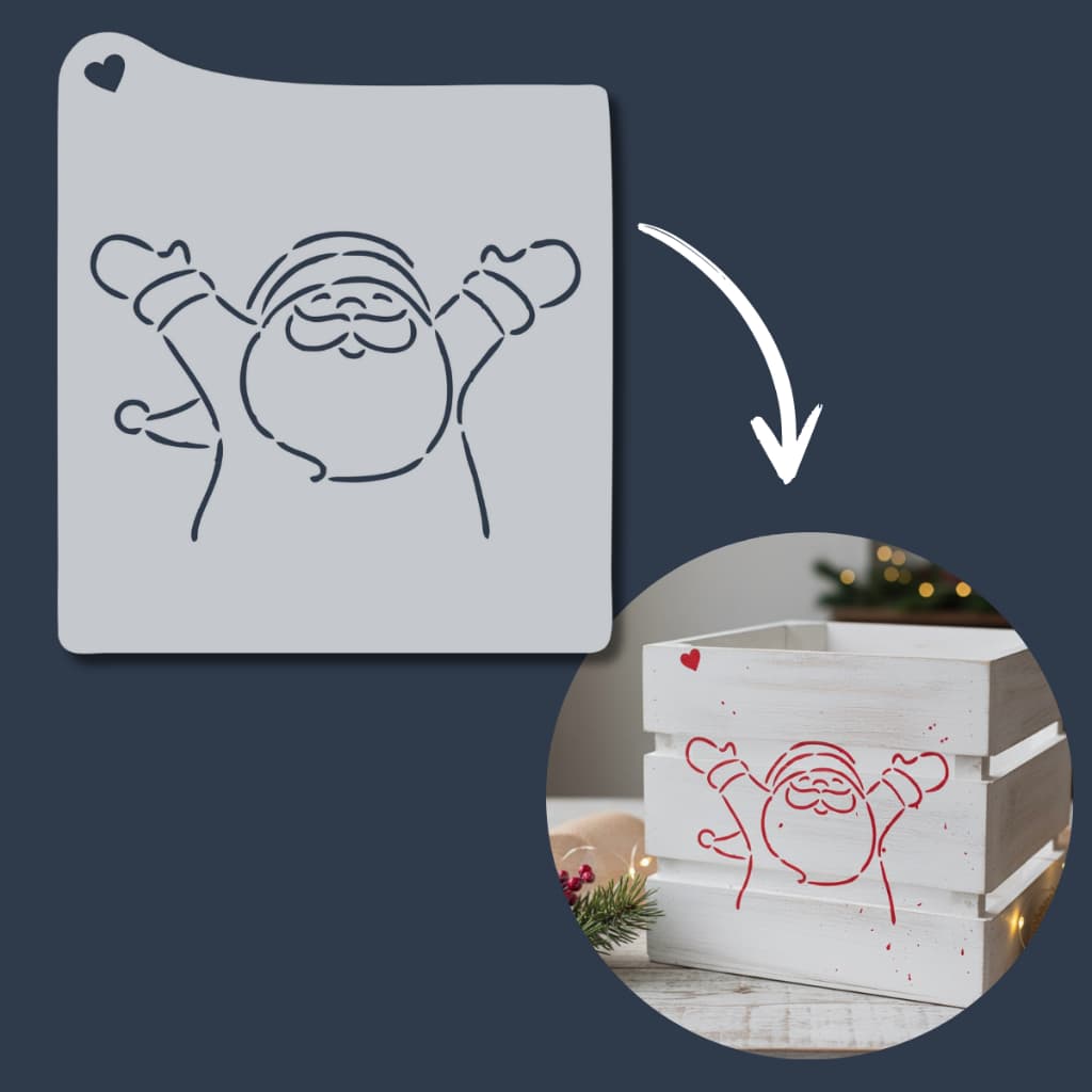 Stencil Papai Noel Molde Vazado Natal para Pintura em Pano de Prato, Tecido, Mdf, Madeira Artesanato