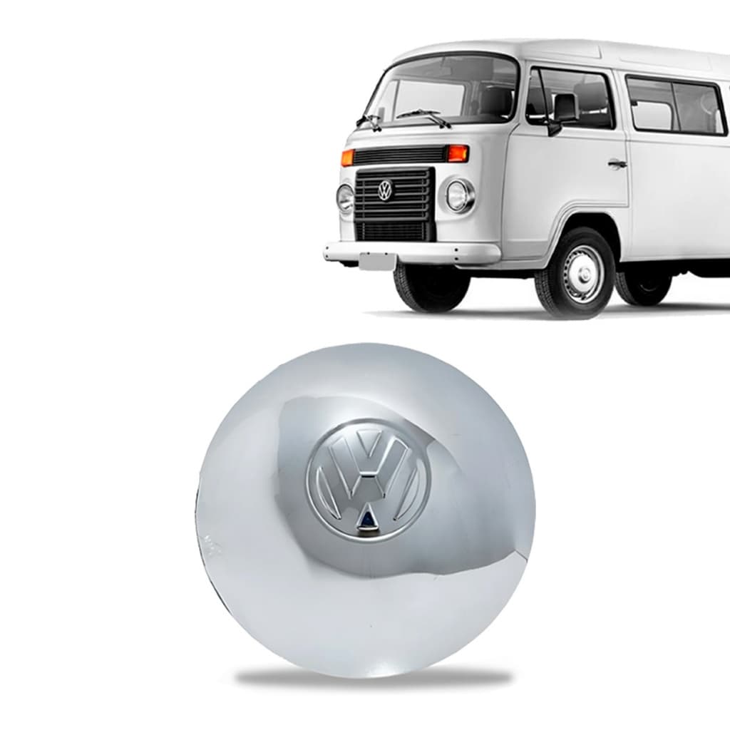 1 Calota Abaulada Vw Aço Cromado Kombi 5 Furos Roda De Ferro Com Ressalto