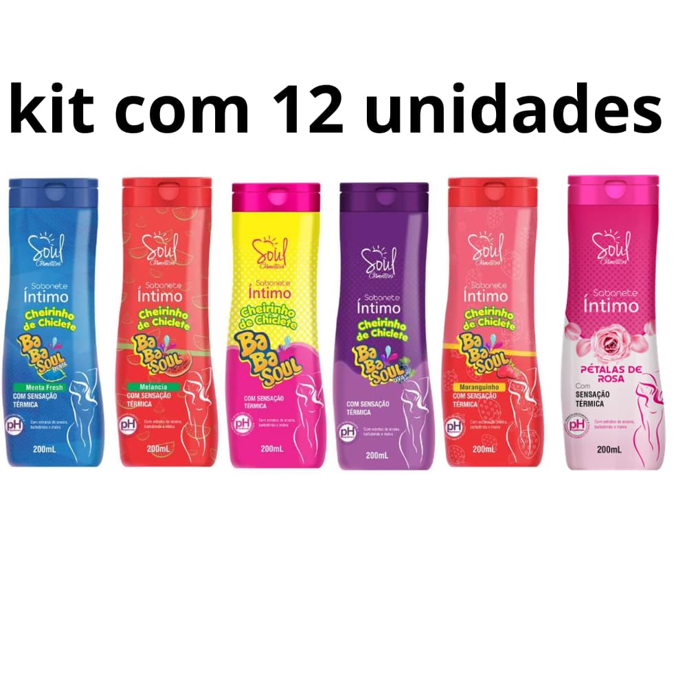 KIT COM 12 Sabonetes Íntimo 200 ml Soul Cosméticos